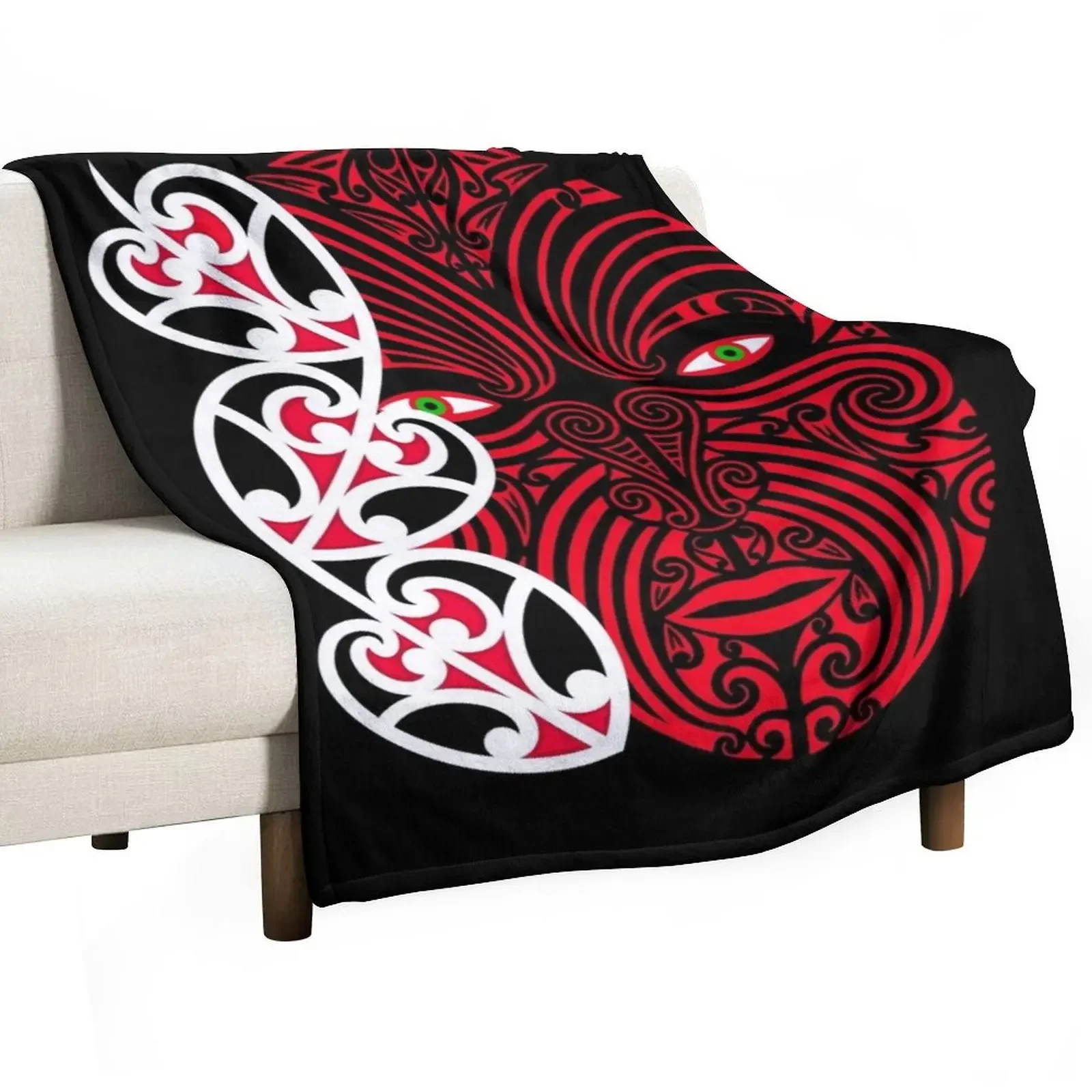 

Maori face Throw Blanket Giant Sofa fluffy Blankets