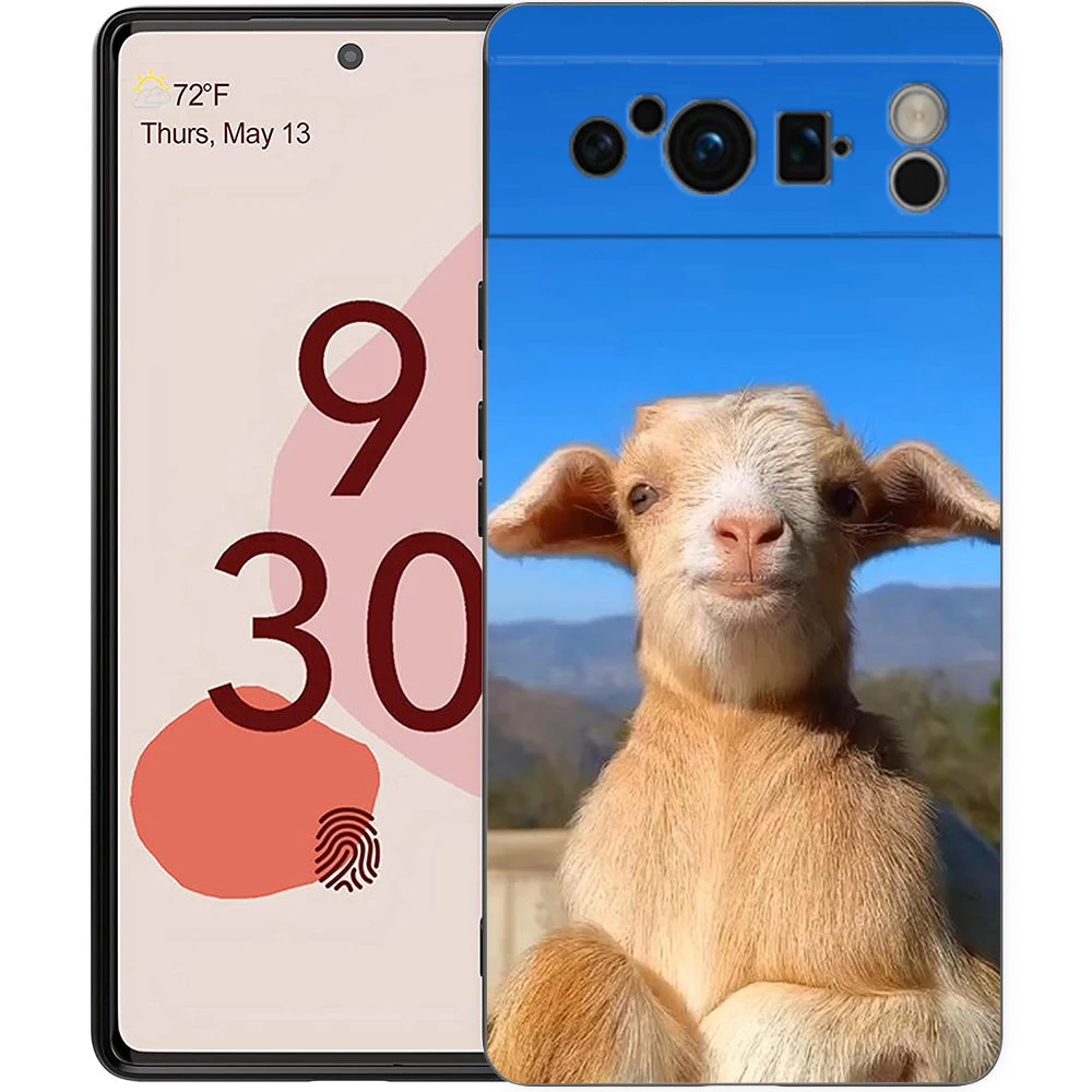 Adorable Cartoon Goat Shockproof Phone Case - Soft Black TPU Cover