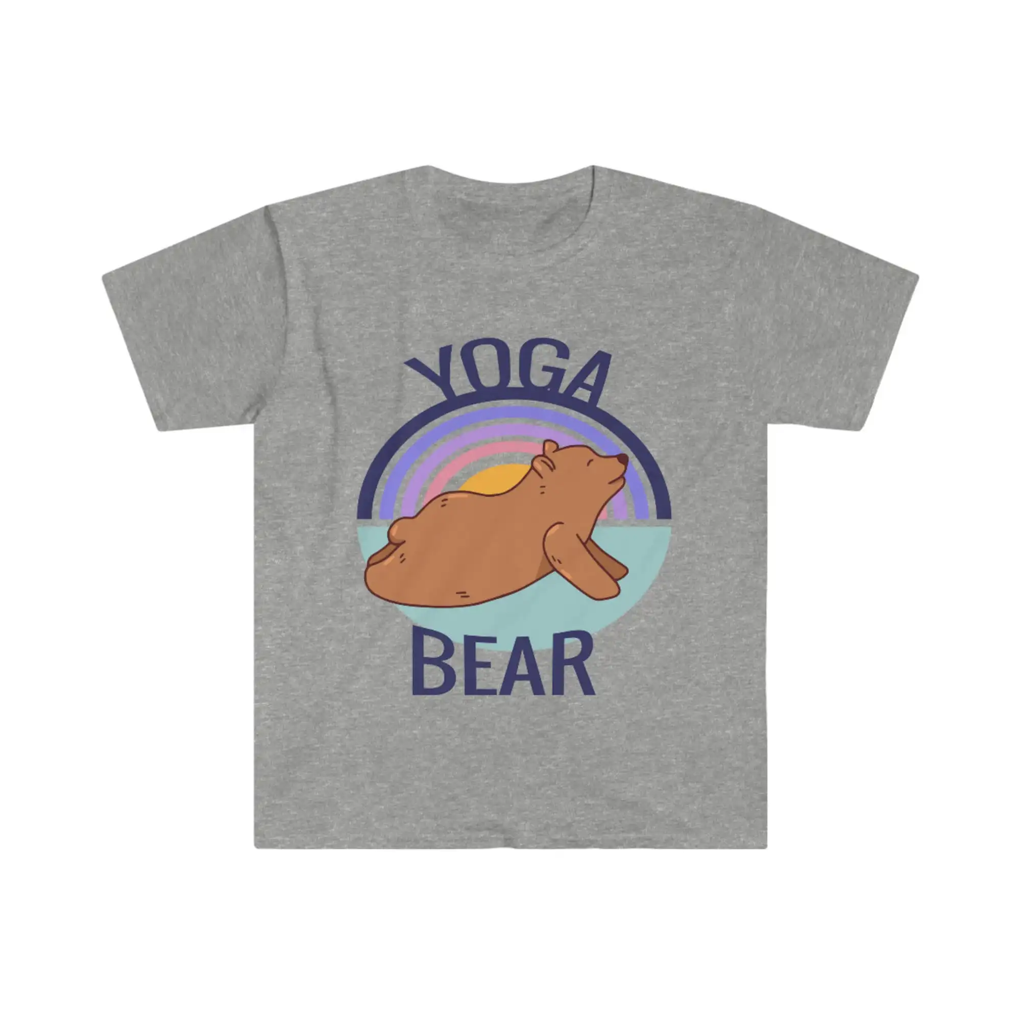 Divertente Yoga Bear Yogi Pose Design Unisex Softstyle T-Shirt Workout Tee