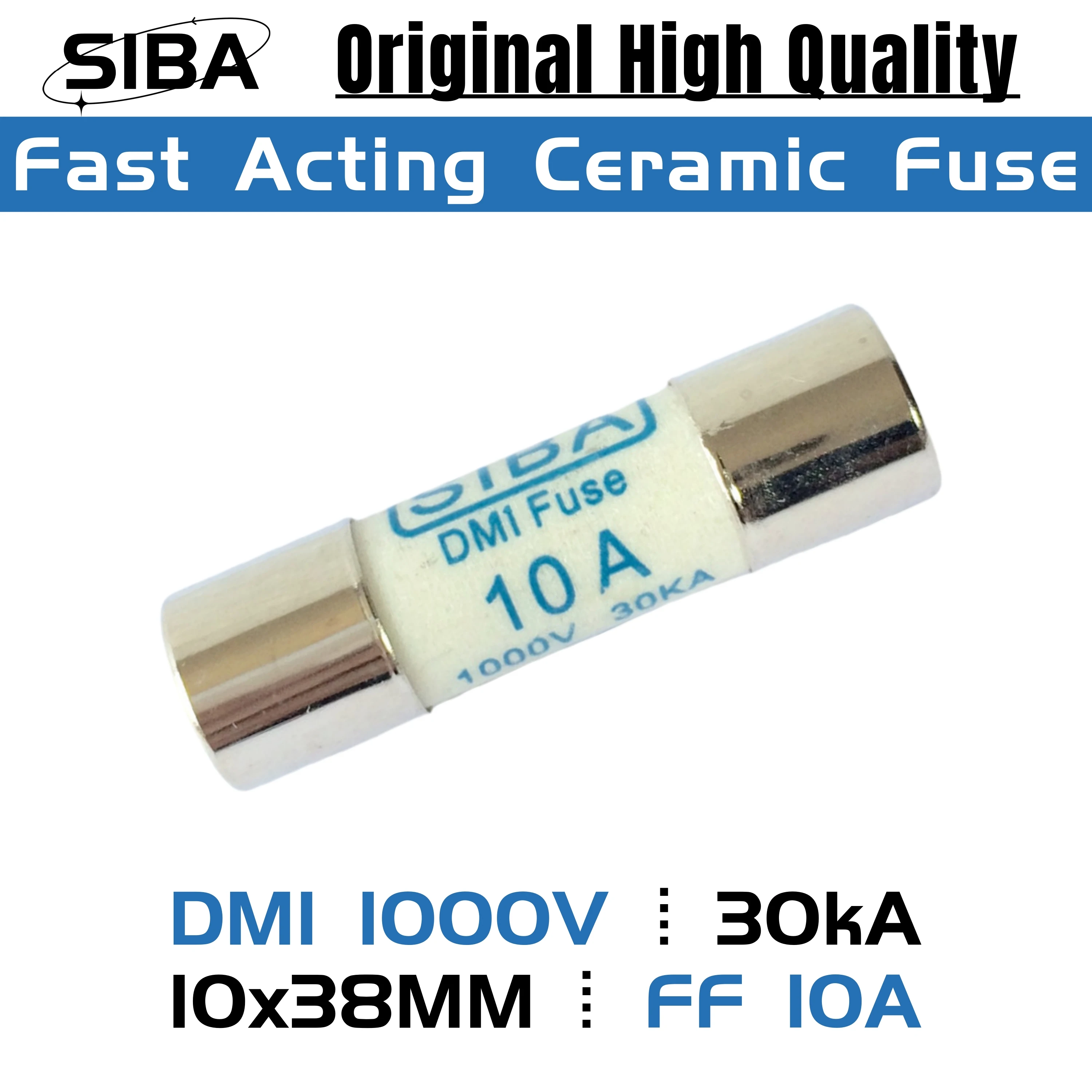 New SIBA DMI Fuse FF 10A 1000V 30kA Fast Blow Fast Acting Ceramic Fuse Tube 10*38 10x38MM for FLUKE Digital Multi Meter 5PCS