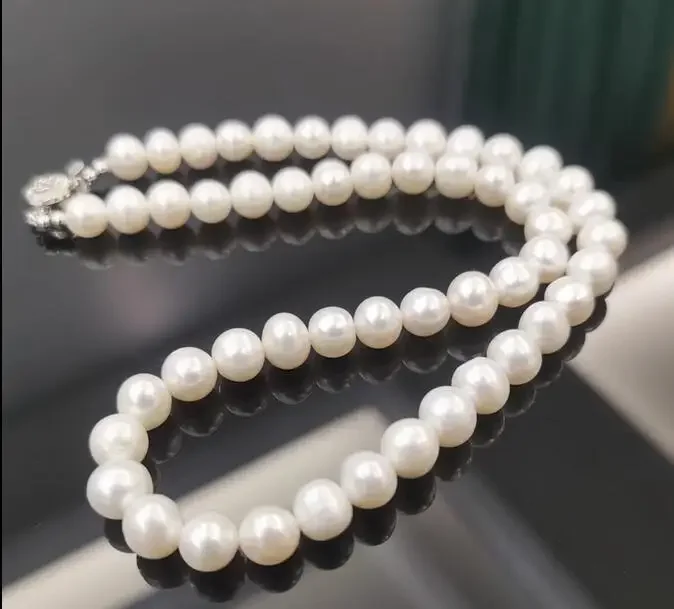 

7-8-9-10mm Natural Freshwater Pearl White jewelry necklace