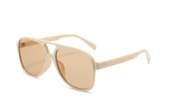 Vintage Chic Double - Beam Retro Square Aviator Sunglasses (BEIGE)
