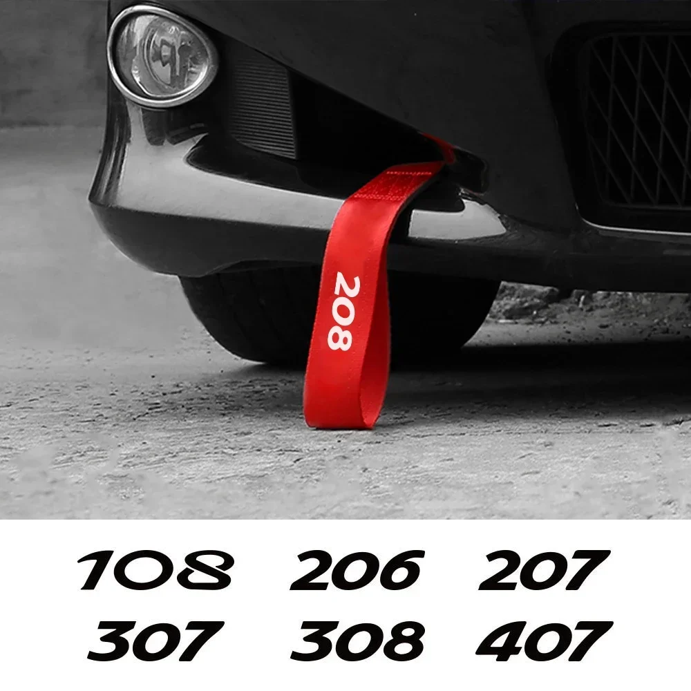 Car Tow Rope Strap Accessories For Peugeot 206 207 208 301 307 308 T9 406 407 408 508 2008 3008 5008 108 RCZ 607 4008 Rifter 107 nylon tow strap car tow strap car accessories strap