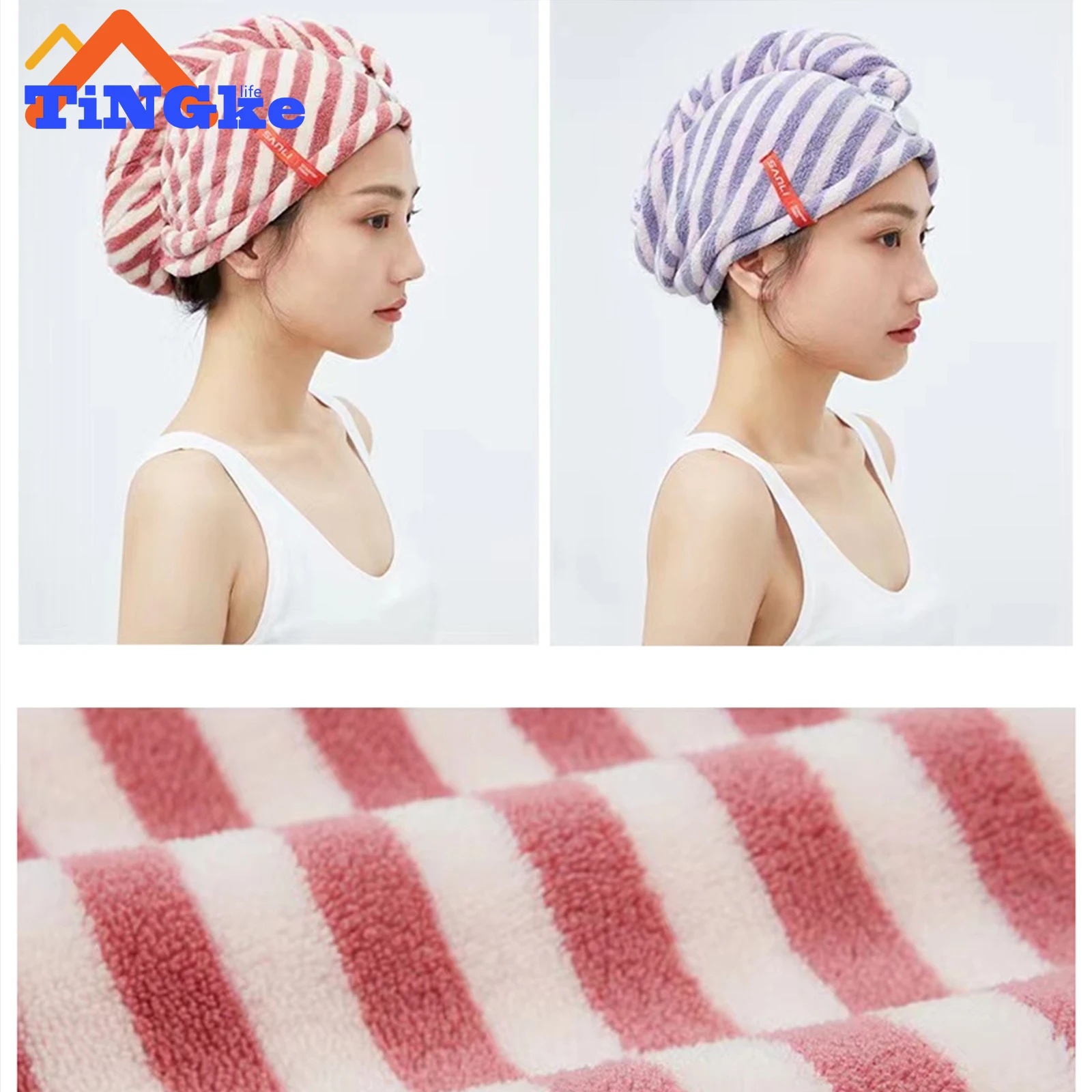 Women Quick-dry Microfiber Hair Drying Hat Towel Cap Bath Solid Absorption Turban Dry