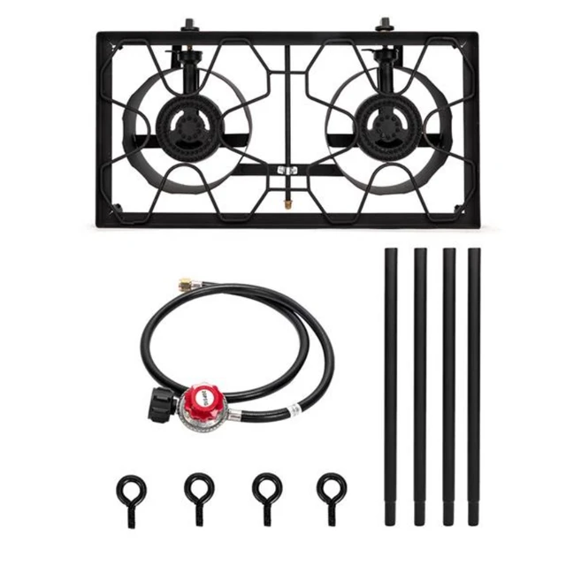 Outdoor Camp Stove High Pressure Propane Gas Cooker Portable Cast Iron Patio  Cooking Burner (Double Burner 150000-BTU) - AliExpress