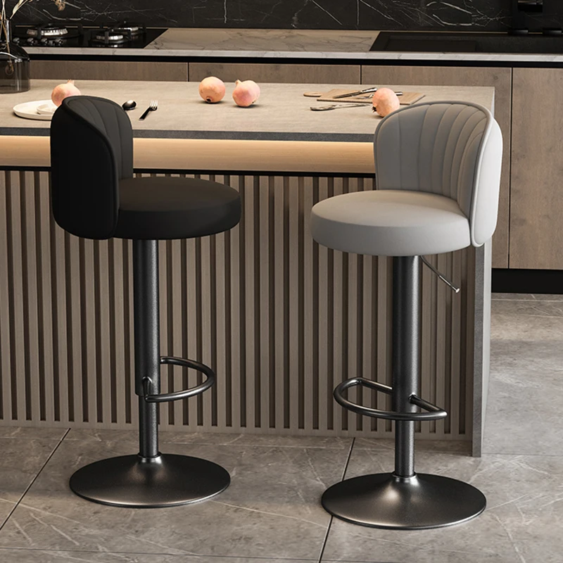 PU-leather Nordic Bar Chair High Stool Liftable Modern Swivel Bar Chair Reception Adjustable Furniture Taburete Alto LLBC