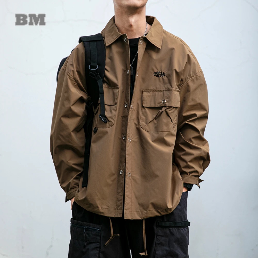 

Japanese Streetwear Trend Lapel Jacket For Men Clothing Spring Autumn Harajuku Casual Cargo Jackets Male High Quality Coat