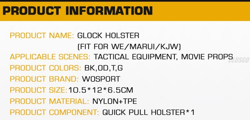 Description Picture 4 of itemTactical quick draw pistol gun Glock 17 19 22 26 left and right hands, belt style hunting and shooting game accessories