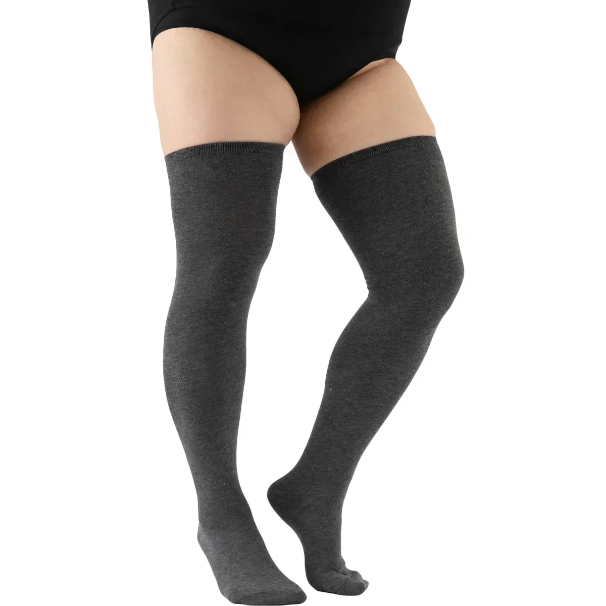 Women's Black and White Striped Thigh-High Knit Leg Warmers