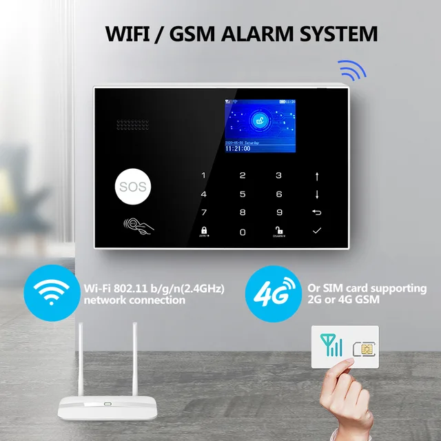 KERUI 4G/WiFi Home Alarm System Kit Burglar Alarm System for House Security Protection Tuya Smart APP Battery Operated G34 5