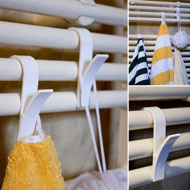 White And Transparent Radiator Towel Hook Holder Clothes Rack Bathroom Storage Housekeeper on Wall Kitchen Organizer 2/4PCS towel holder