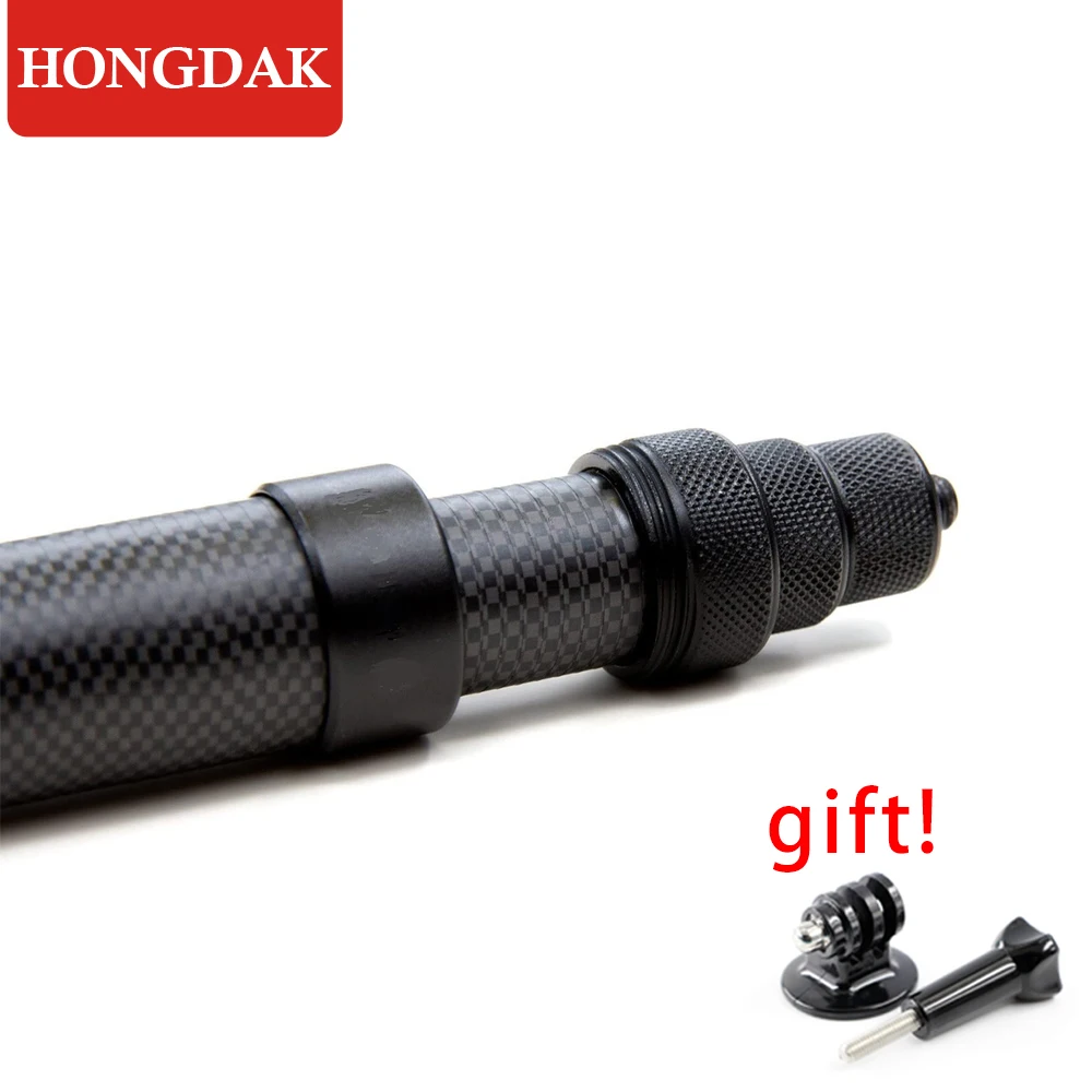 Hongdak-monopé Escalável de Fibra de Carbono Selfie Stick Tripé Extensível Edição Estendida Invisível go Pro 3m Insta360 x3 x2