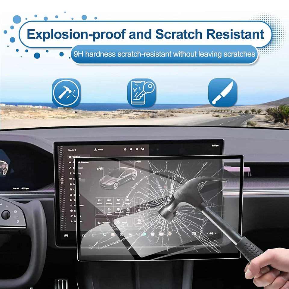 Proteggi schermo in vetro temperato HD per Tesla Model S Model X 2023-2025 (plaid e lungo raggio) Pellicola per schermo posteriore di navigazione  34