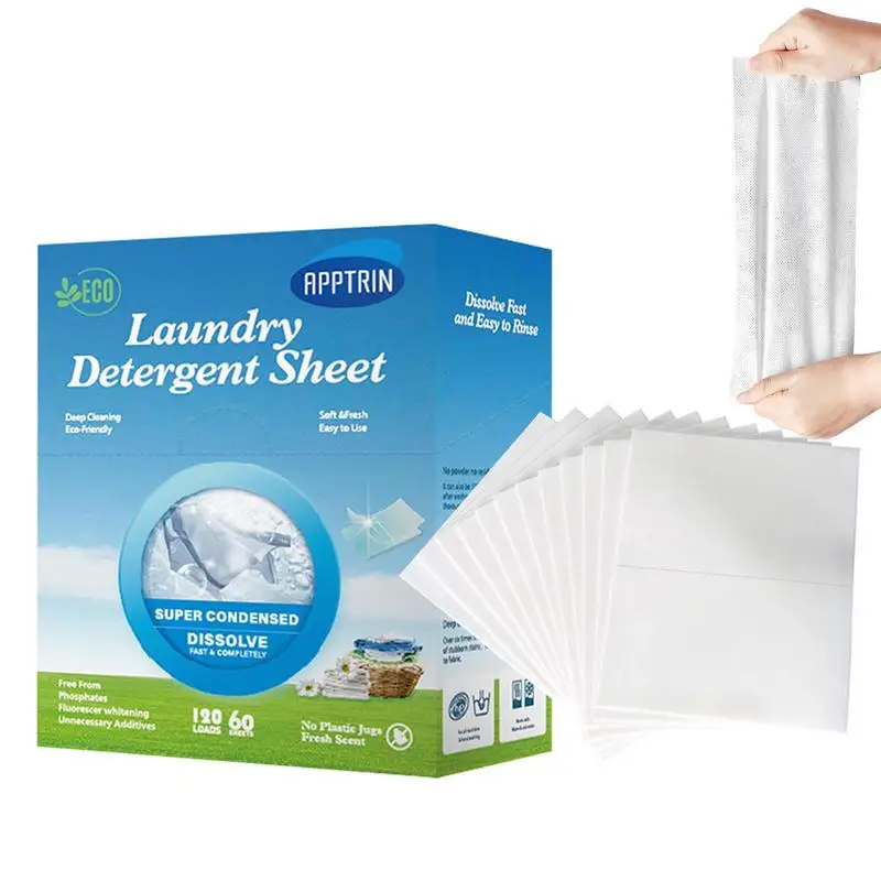 Eco Friendly Laundry Detergent Soap Sheet 60 Pcs/lot Plastic Free Concentrated Washing Strong Laundry Gadget For Washing Machine