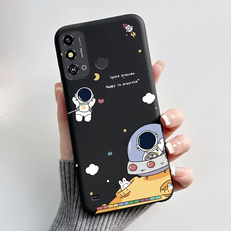 Aesthetic Cute Cat Astronaut Black Soft Silicone Phone Case & Bumper Cover