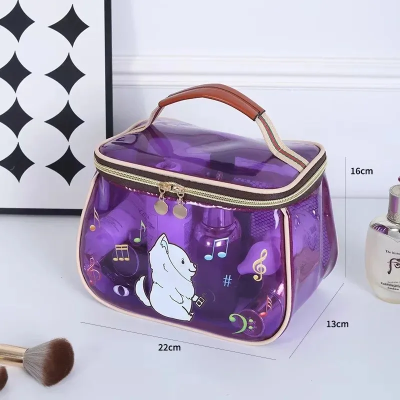 حقيبة مكياج نسائية شفافة ذات سعة كبيرة مقاومة للما...