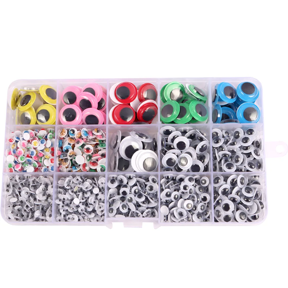 1500pcs Movable Self-Adhesive Eyes Wiggly Googly Animal Eyeball Kindergarten Children DIY Crafts K0882 plastic safety eyes doll eyes googly doll eyes plastic toy eyes swing eyes