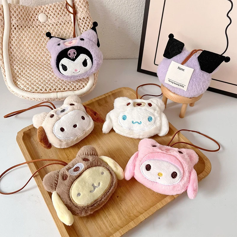 Cartoon Plush Doll Keychain Stuffed Melody Doll Name Sticker Pendant School Bag Charms Children Anti-Lost Name Tag 2