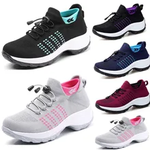 Women Walking Shoes Fashion Sock Sneakers Breathe Comfortable Nursing Shoes Casual Platform Loafers Non-Slip tanie tanio Modalne FR (pochodzenie) Cotton Hard Court ForMotion Womens walking shoes Adult Stretch Fabric Rubber Beginner Breathable Height Increasing
