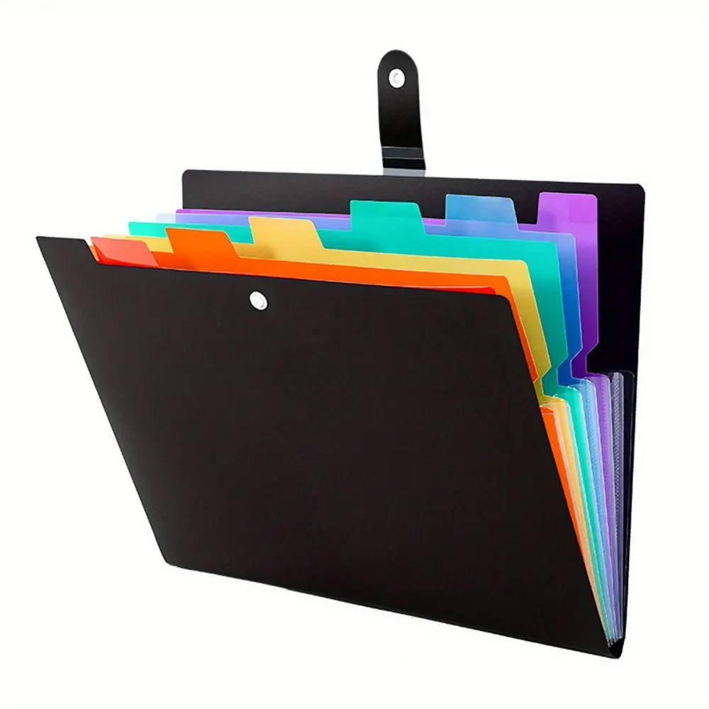 

7 Pockets A4 File Folder Bag Color Insert Large Capacity Accordion File Organizer Classified Black A4 File Organ Bag