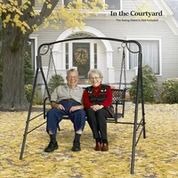 Upgraded Metal Patio Porch Swing, 660 LBS Weight Capacity Steel Porch Swing Chair for Outdoors, Heavy Duty Garden Swing 1