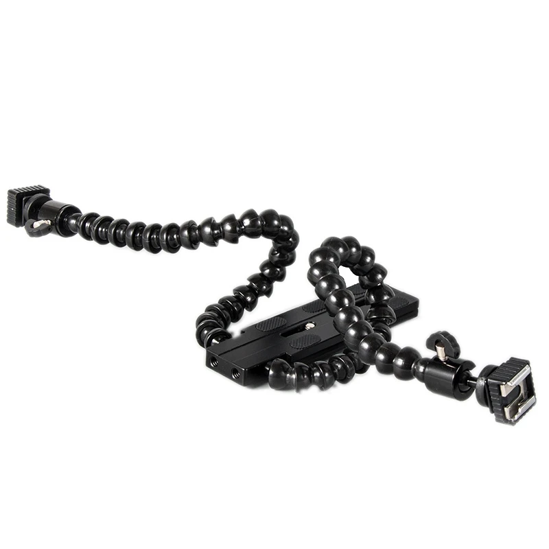 Flexible Dual Arm Hot Shoe Flash Bracket Mount Holder for Canon Nikon Pentax Macro Shot Camera Accessories
