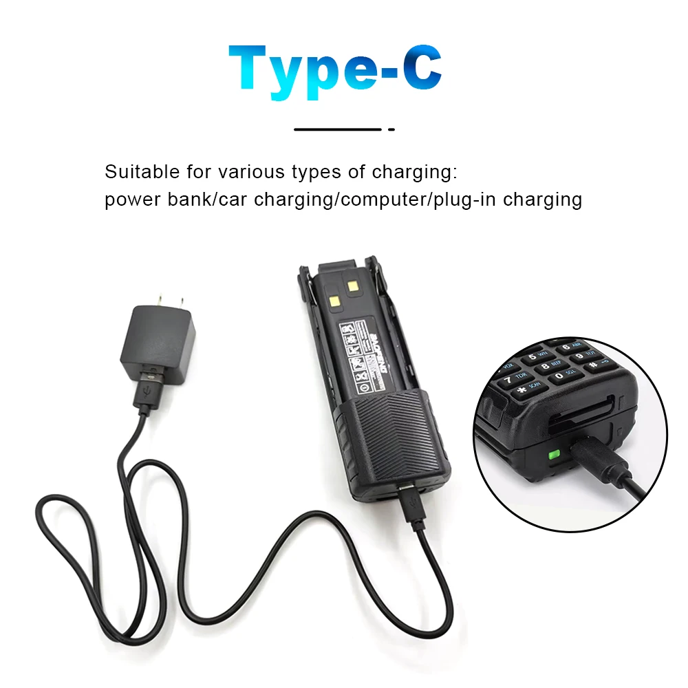 Baofeng UV-82 Li-ion Battery USB Type-C Charger 2800mah Enlarge 3800mAh BL-8 Original For Radio UV-82 UV-82GHp UV-82-8W UV89