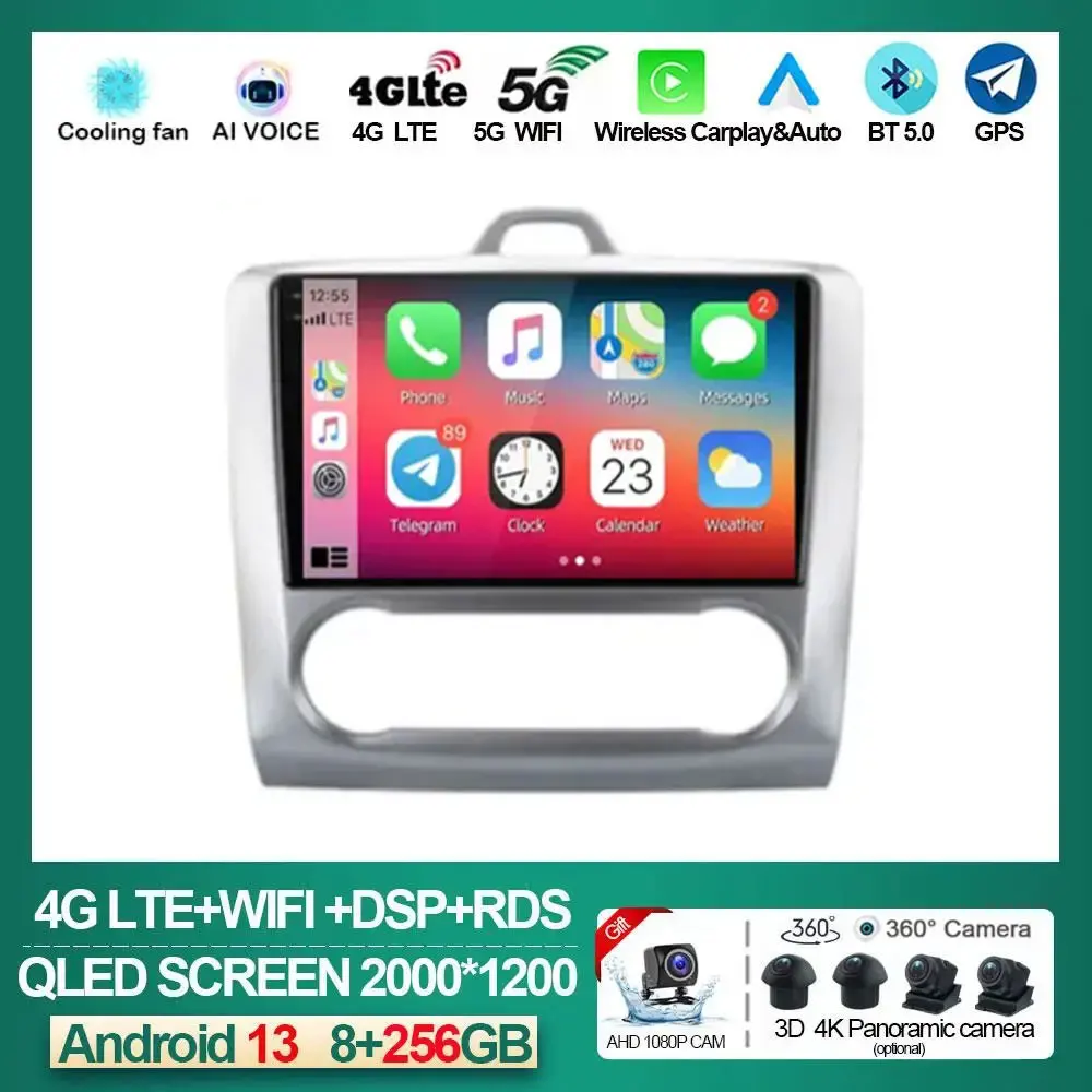 

9" 2 Din 4G+WiFi Car Radio for Ford Focus Exi MT AT 2004 - 2011 Multimedia Player Android 12 GPS Navigation Head Unit NO 2din