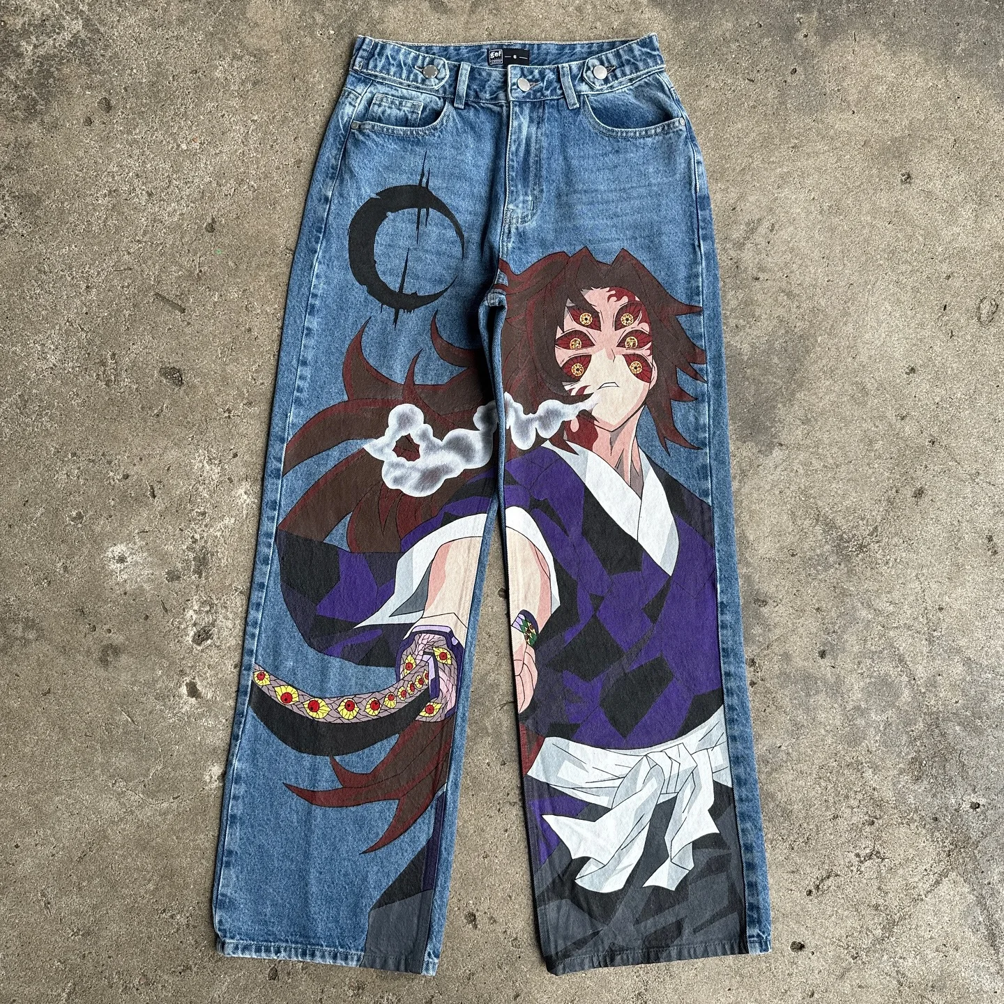 Demon Slayer Harajuku Baggy Jeans – Wide Leg Y2K Streetwear Pants