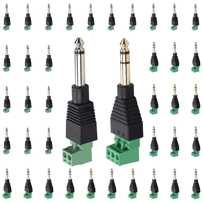 

5/20/100PCS 6.35mm Jack Audio Plug 2PIN 3Pin 1/4" 6.3mm Male Plug Mono Stereo to terminal plug solderless connector Audio head