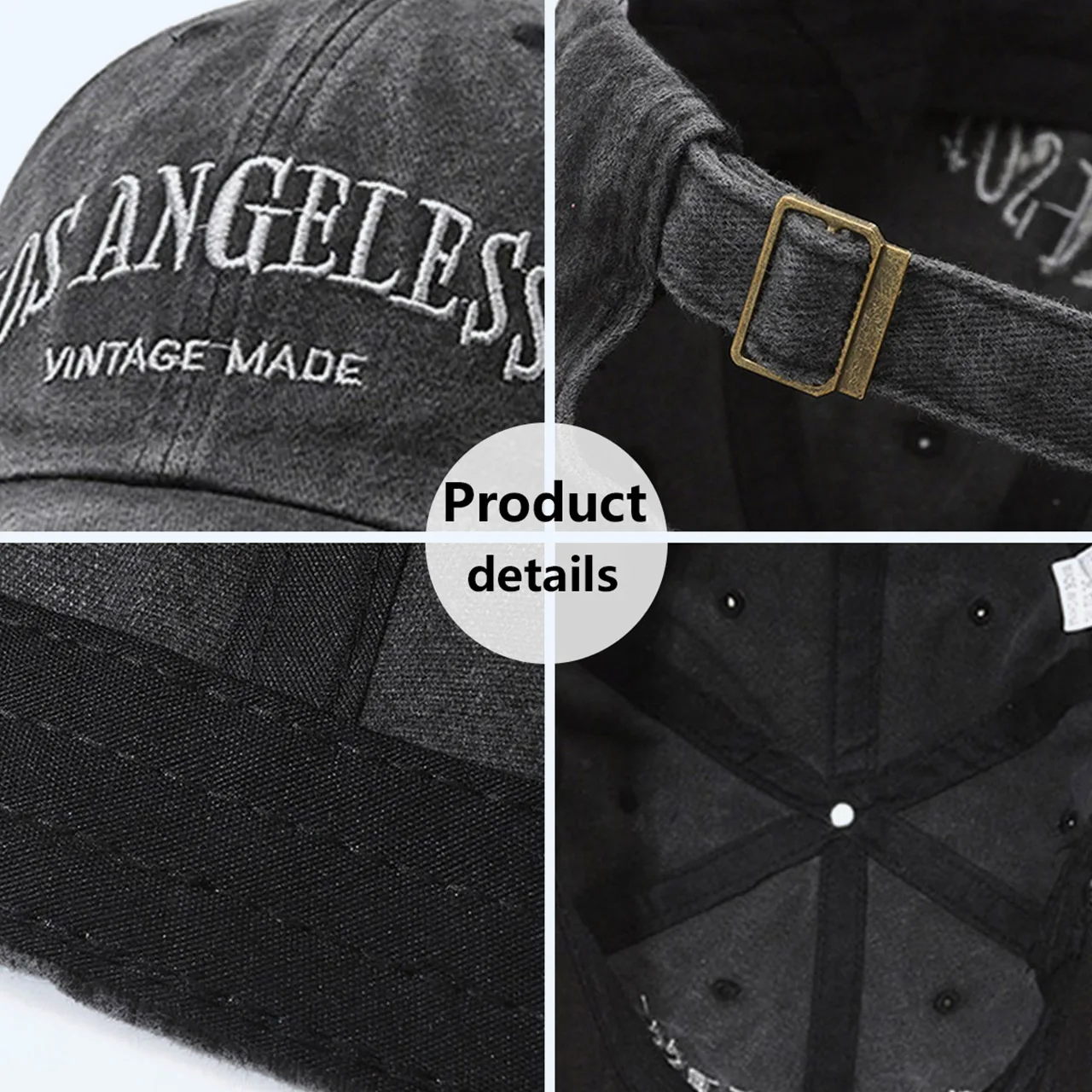 Ins Retro Gray Baseball Hat Women's Summer American Washed Large Head Circumference Trendy Autumn and Winter Face-Showing Small