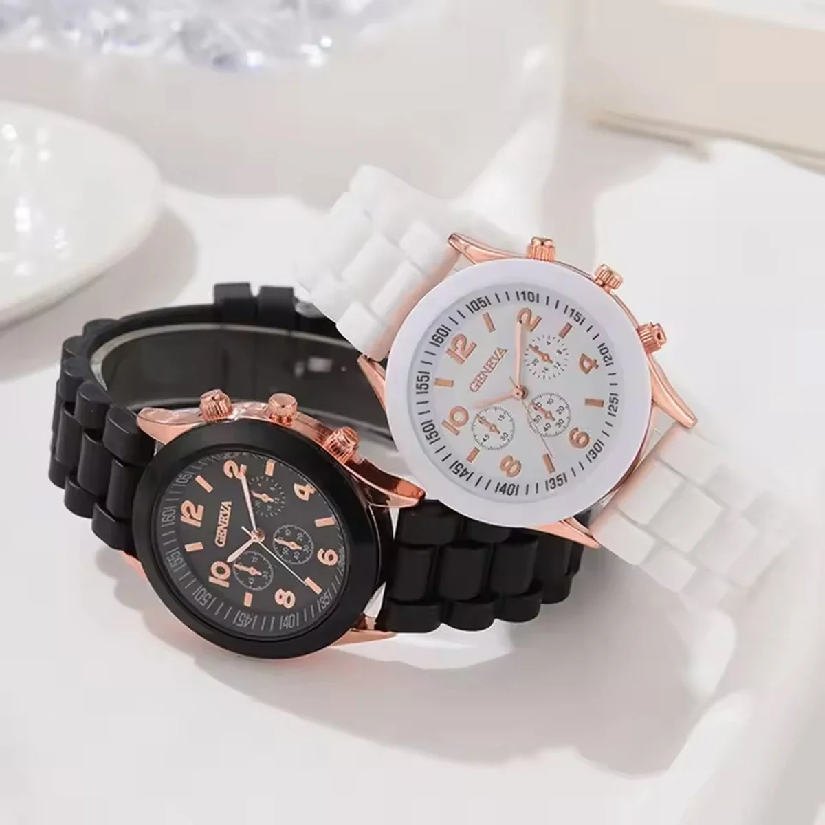 Luxury Women's Watch Set Fashion Luxury Elegant Alloy Wristwatch Silicone Strap Couple Watch Men Quartz Holiday Gifts