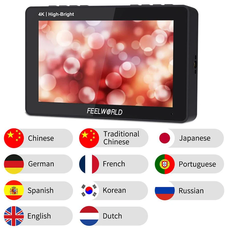 FEELWORLD F5 PROX 5.5 Inch 1600nit High Bright Touch Screen DSLR Camera Field Monitor 4K Monitor