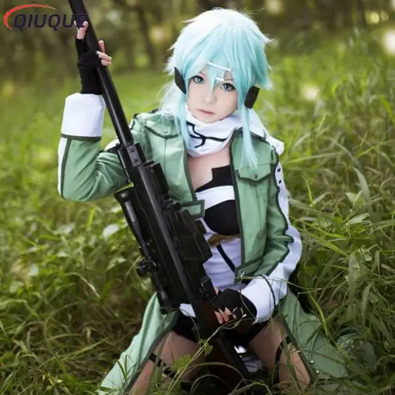 

Anime Sword Art Online Cosplay Asada Shino Costume Military Outfits for Women Men SAO Gun Gale Online Cosplay Costumes