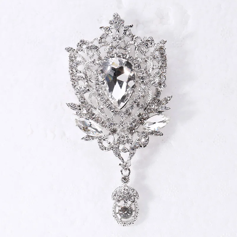 DELORIGIN 2 Spille Floreali A Strass – Cristallo E Nero – 6 Cm – Per Abiti Da Cerimonia E Accessori