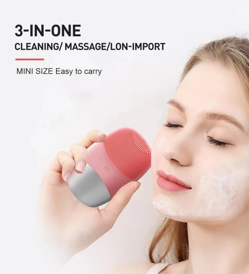3in1 Silicone Face Cleansing Brush Electric Face Clean Device Facial Massager Skin Care Sonic Vibration Deep Pore Cleaning Brush