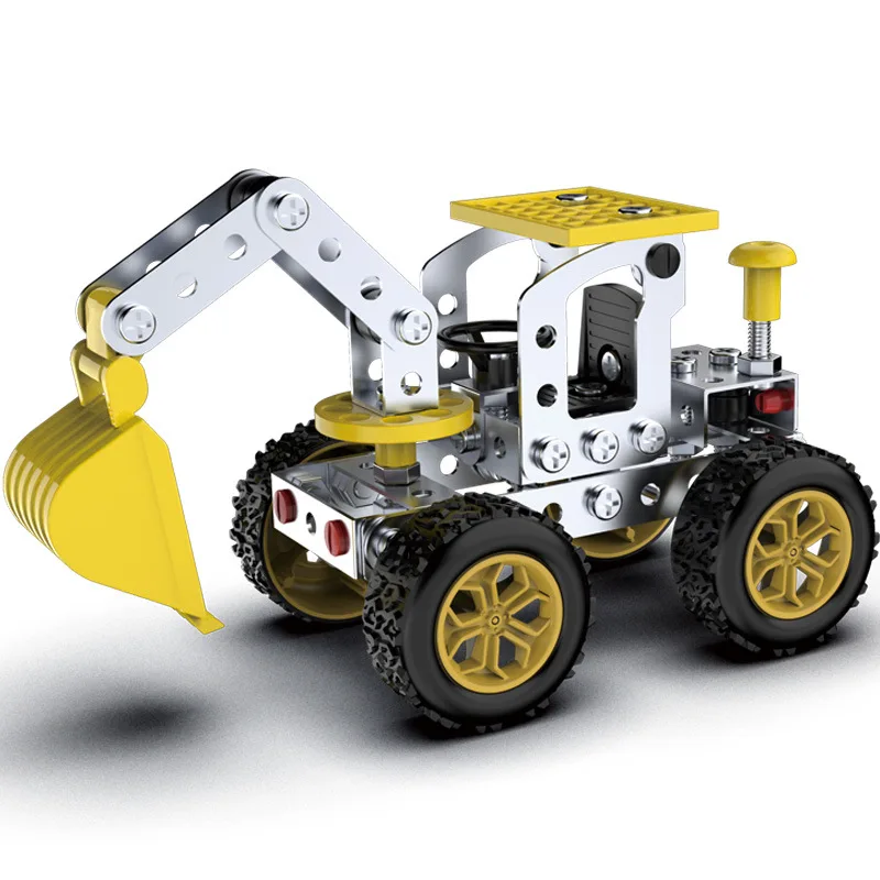 Building Block Toy Assemble Toy Metal Building Block Assembly Toy Excavator Bulldozer Crane Model