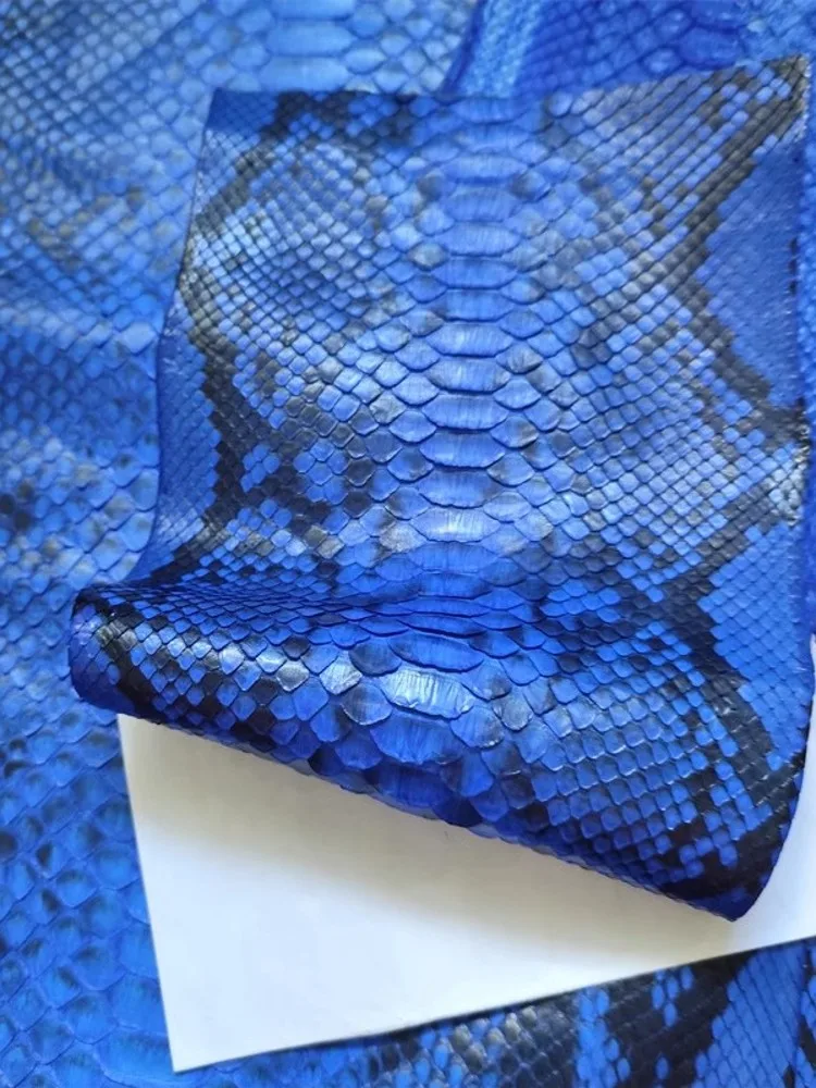 Blue Python Skin Material Genuine Leather Leathercraft Wallet Phone Case DIY Accessories Soft Leather Piece Fabric