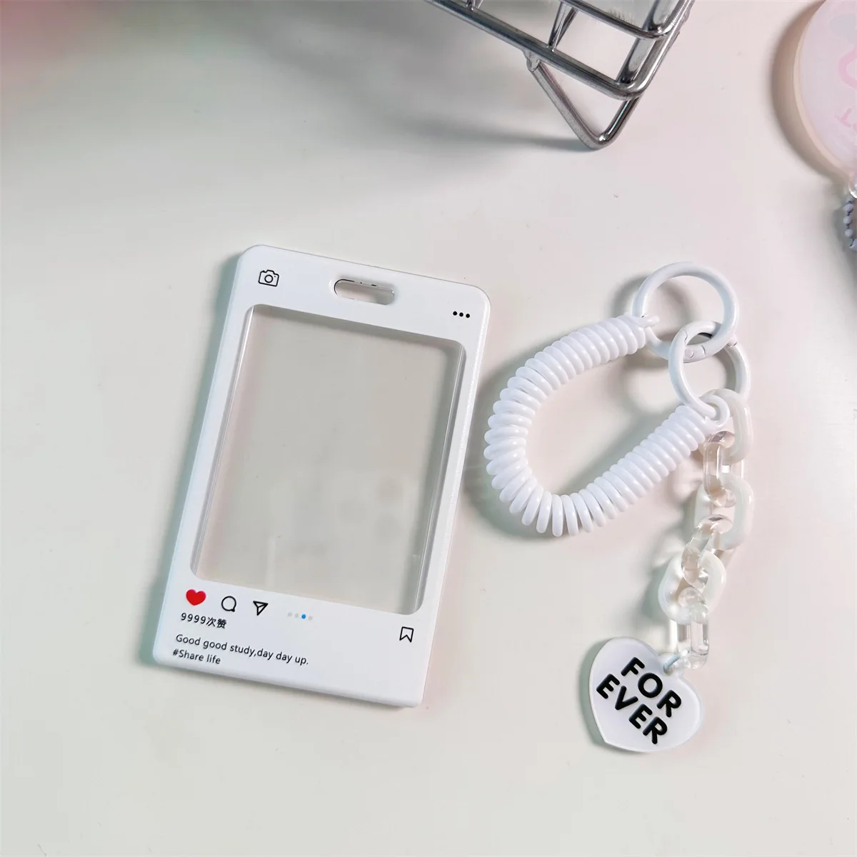 1pc Cute Photo Card Holder Kpop Idol Postcard Protective Case Bus Student Id Card Sleeves Pendant Keychain Ins Kawaii Bag Decor