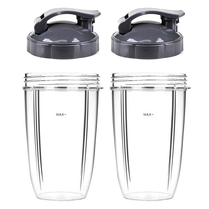 Pack De 2 Tapas De Repuesto Para Vasos Nutri Ninja – Compatible Con 18, 24 Y 32 Oz – Tapa Abatible Sin BPA