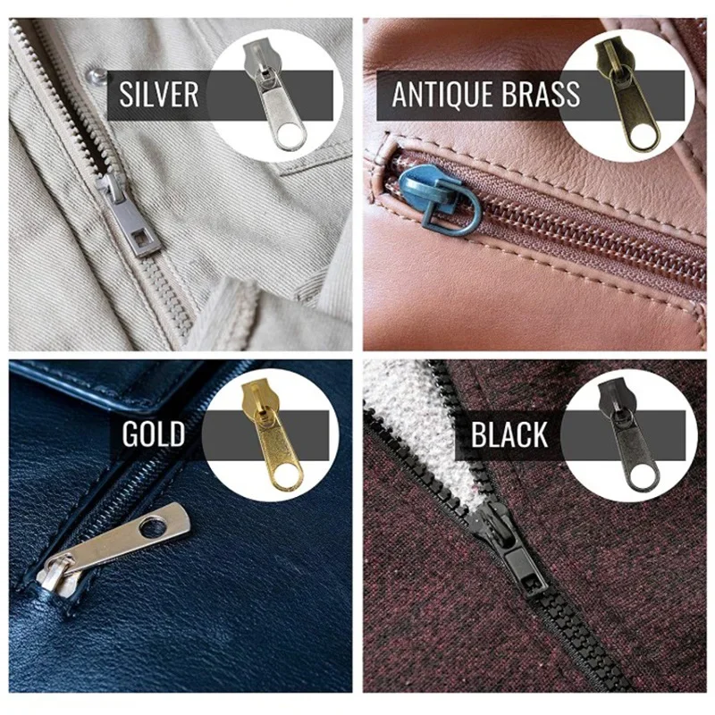 85/197pcs Zipper Sliders Repair Kit Replacement Tent Zipper Head Luggage Puller Slide with Plier for DIY Sewing Tools