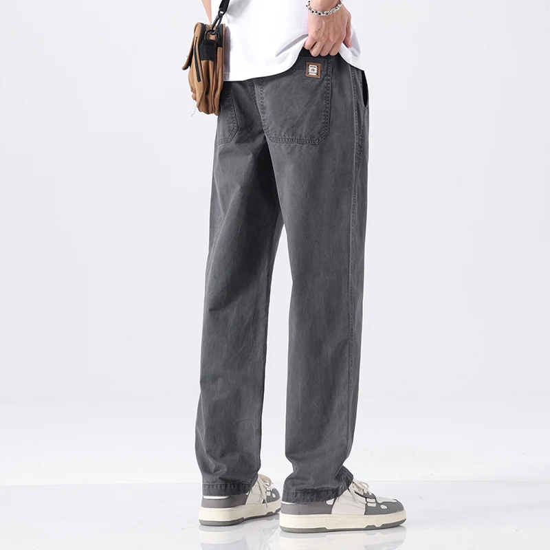 2024 Summer Elegant Fashion Harajuku Slim Fit Ropa Hombre Loose All Match Sport Casual Pants Solid Pockets Straight Leg Pants