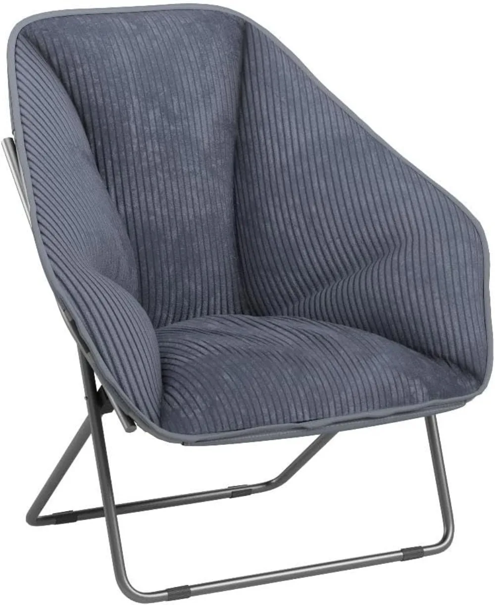 Hexagon Folding Dish Chair, Portable Metal Frame, Comfortable Corduroy, Pack of 2 for Gaming and Living Rooms