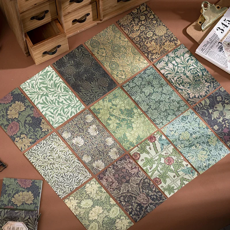 

60Pcs/Pack To Morris Material patterns handmade Shattered flower Base paper Memo Scrapbooking literary Natural Collection DIY