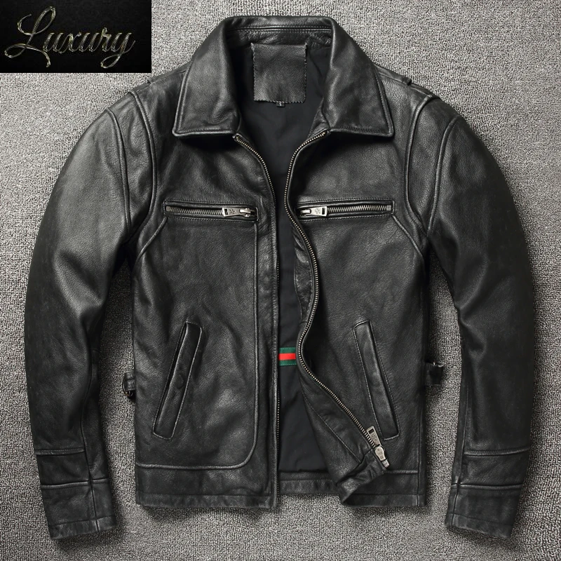 

2024 Retro Style 100% Top Layer Cowhide Oversized Leather Jacket Color is made of Old Motorcycle Riding Clothes.