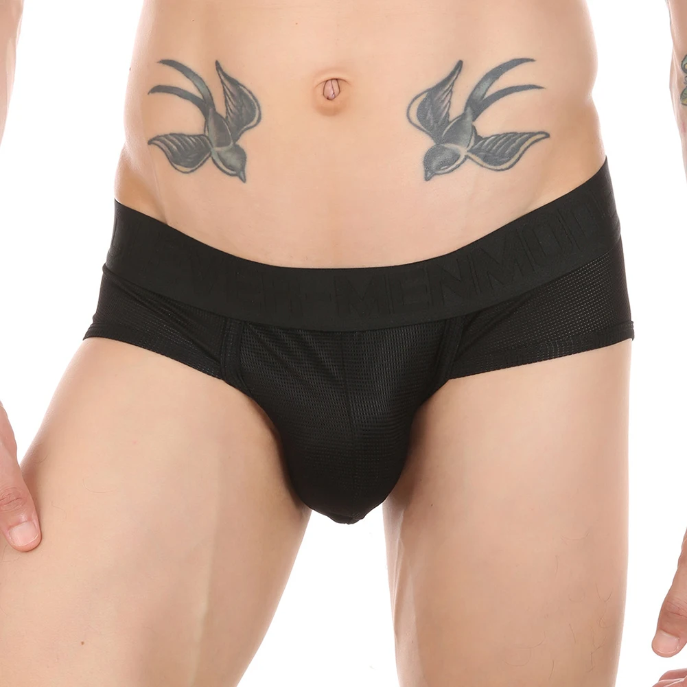 

Mens Fine Mesh Breathable Comfort Briefs U Convex Pouch Panties Letter Printed Low Waist Underpants Youth Fashion Underwear
