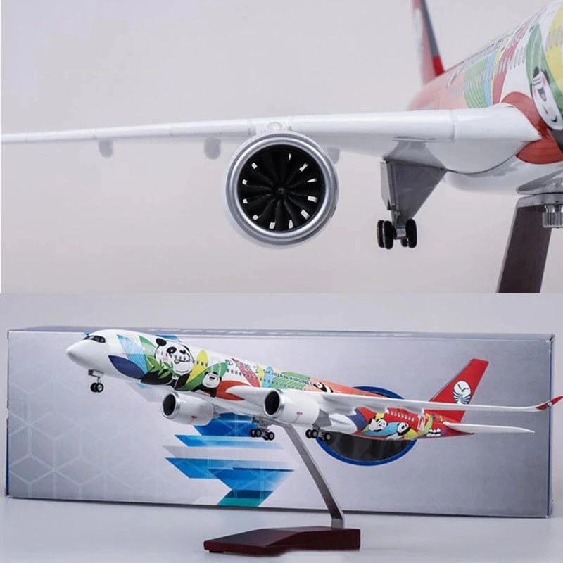 

47CM 1/142 Scale Airline Airbus A350 Sichuan Panda Airplane Model W Light and Wheel Diecast Plastic Resin Plane For Collection