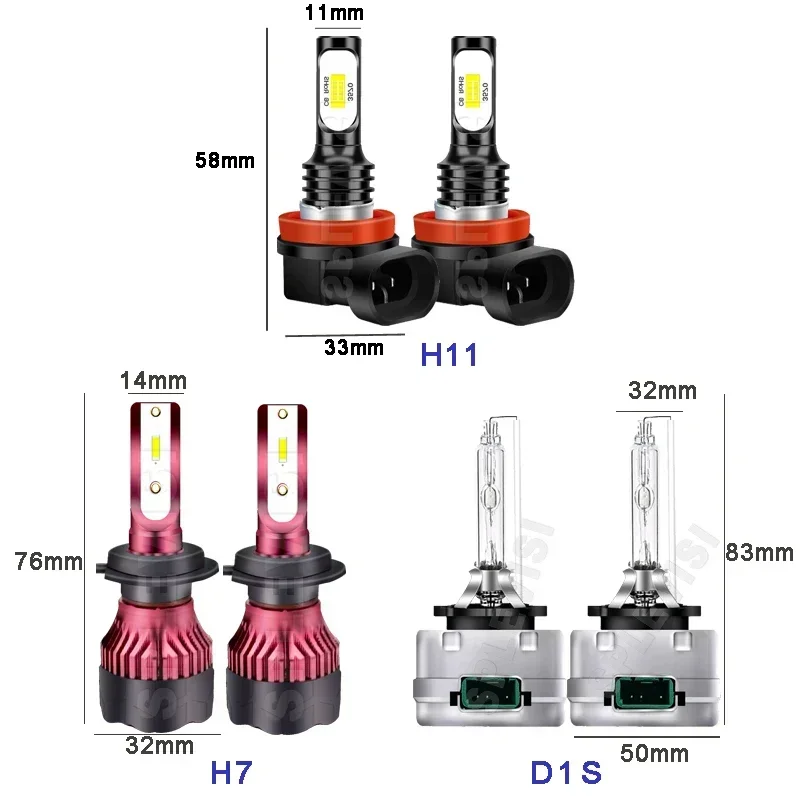 4x Headlights LED High Beam H7 Low Beam Xenon Lamp D1S + 2x LED Foglight H11 For Hyundai Genesis 2009 2010 2011 2012 2013 2014