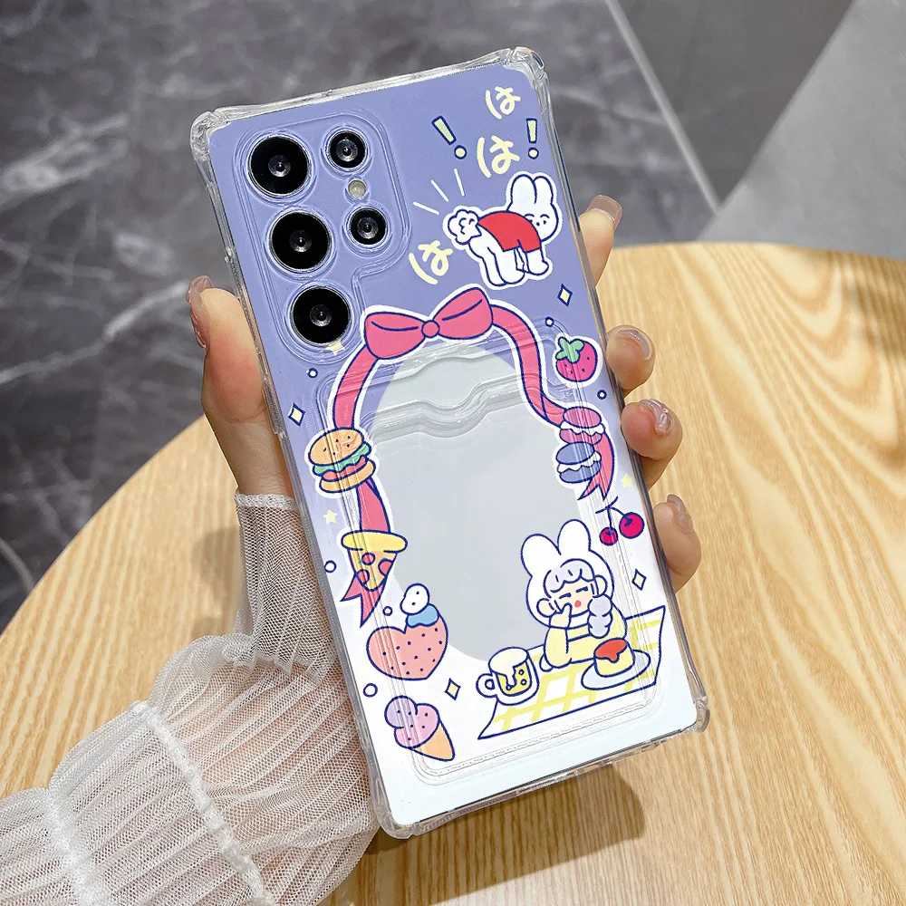 Love Heart Silicone Card Holder Phone Case with Card Slot