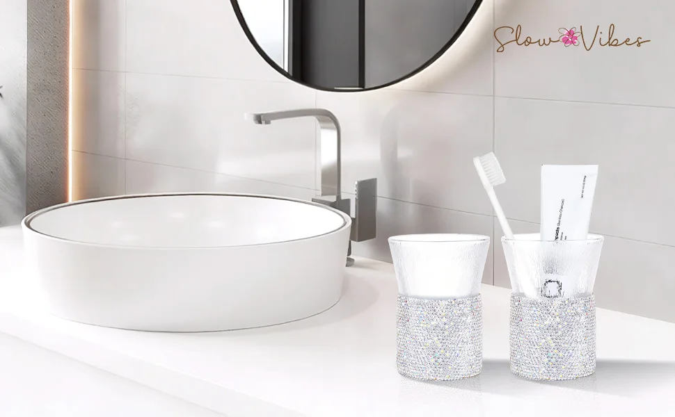 2er Set Zahnputzbecher Aus Glas Für Das Badezimmer_voghion.com